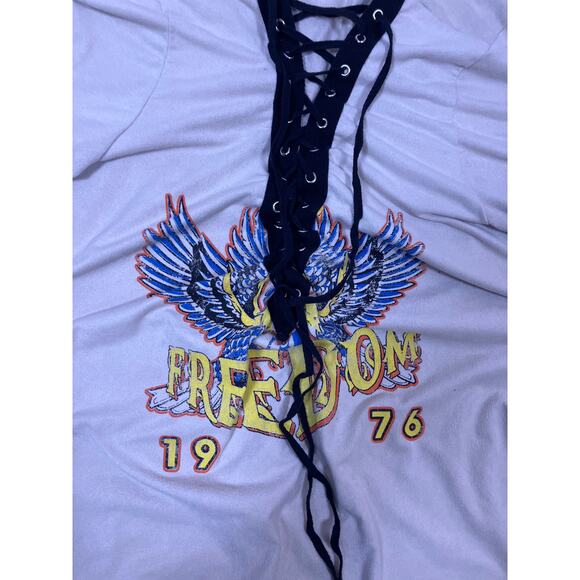 Windsor Lace Up Eagle Suede Top Women’s Small USA Freedom Country Concert Style - Picture 2 of 6